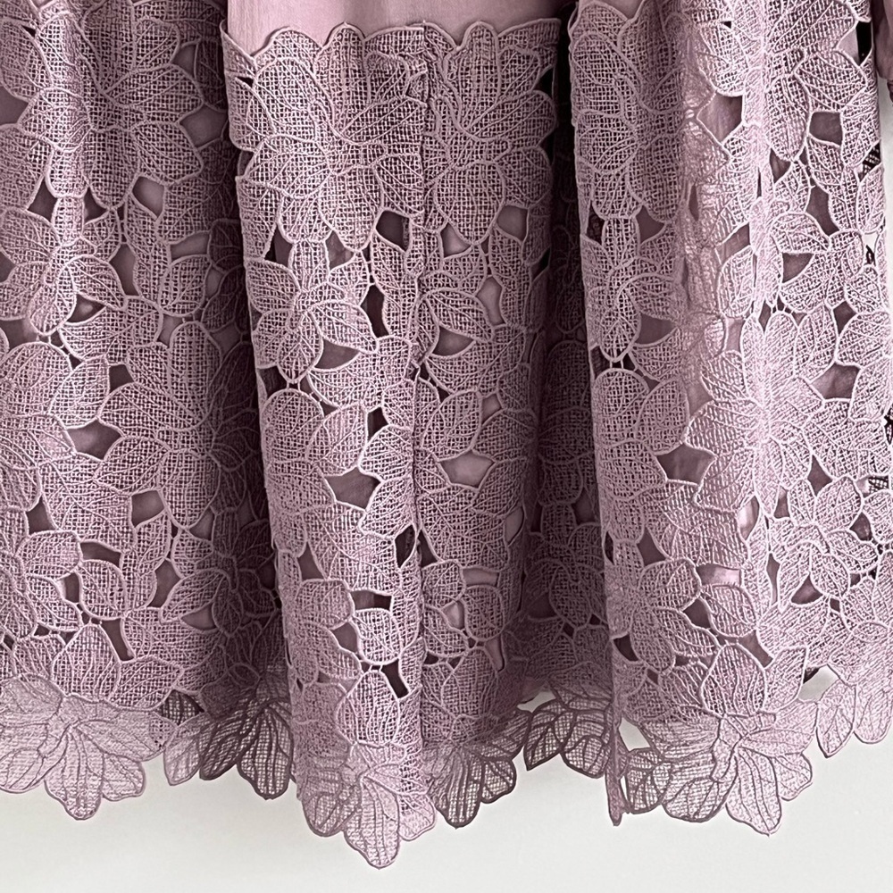 Anthropologie Embroidered Lace Tunic Dress Lilac Bohemian Size XXS Cottagecore - Picture 10 of 16
